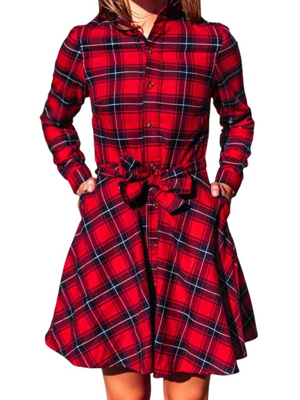 Kiel James Patrick Cozy Cabin New England House Tartan Flannel Dress Sz M